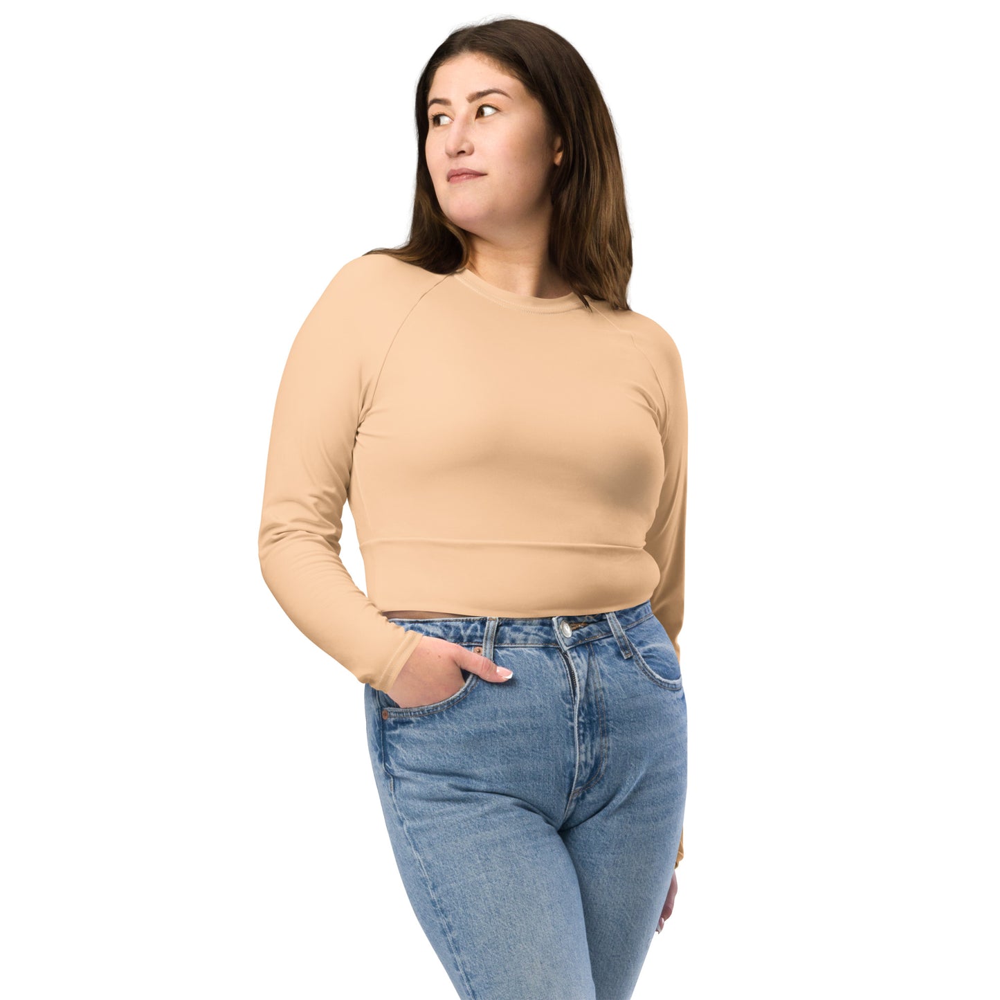 Women's Recycled Long-sleeve Crop Top - Sandy Beach