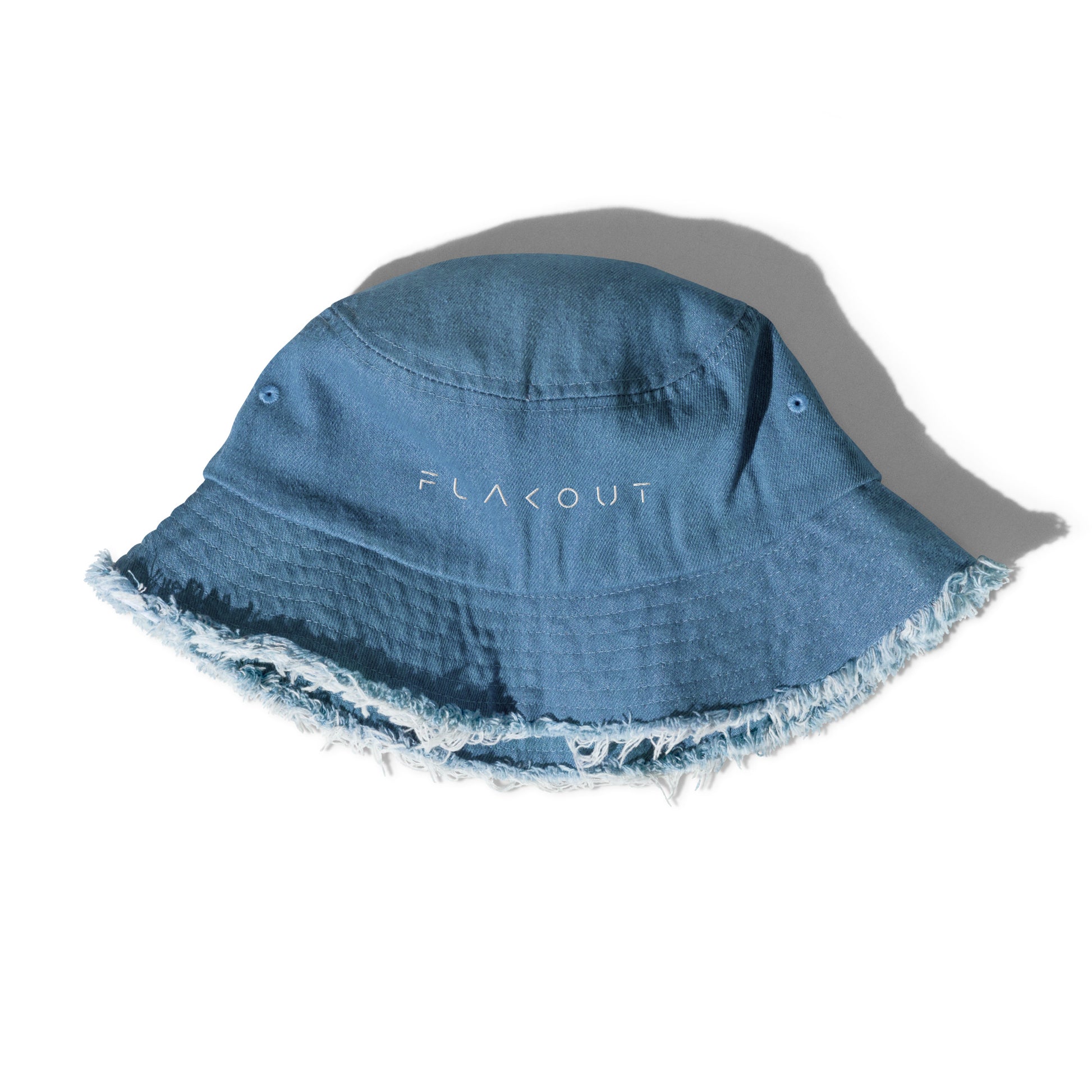 FLAKOUT Logo Embroidered Distressed Denim Hat - FLAKOUT