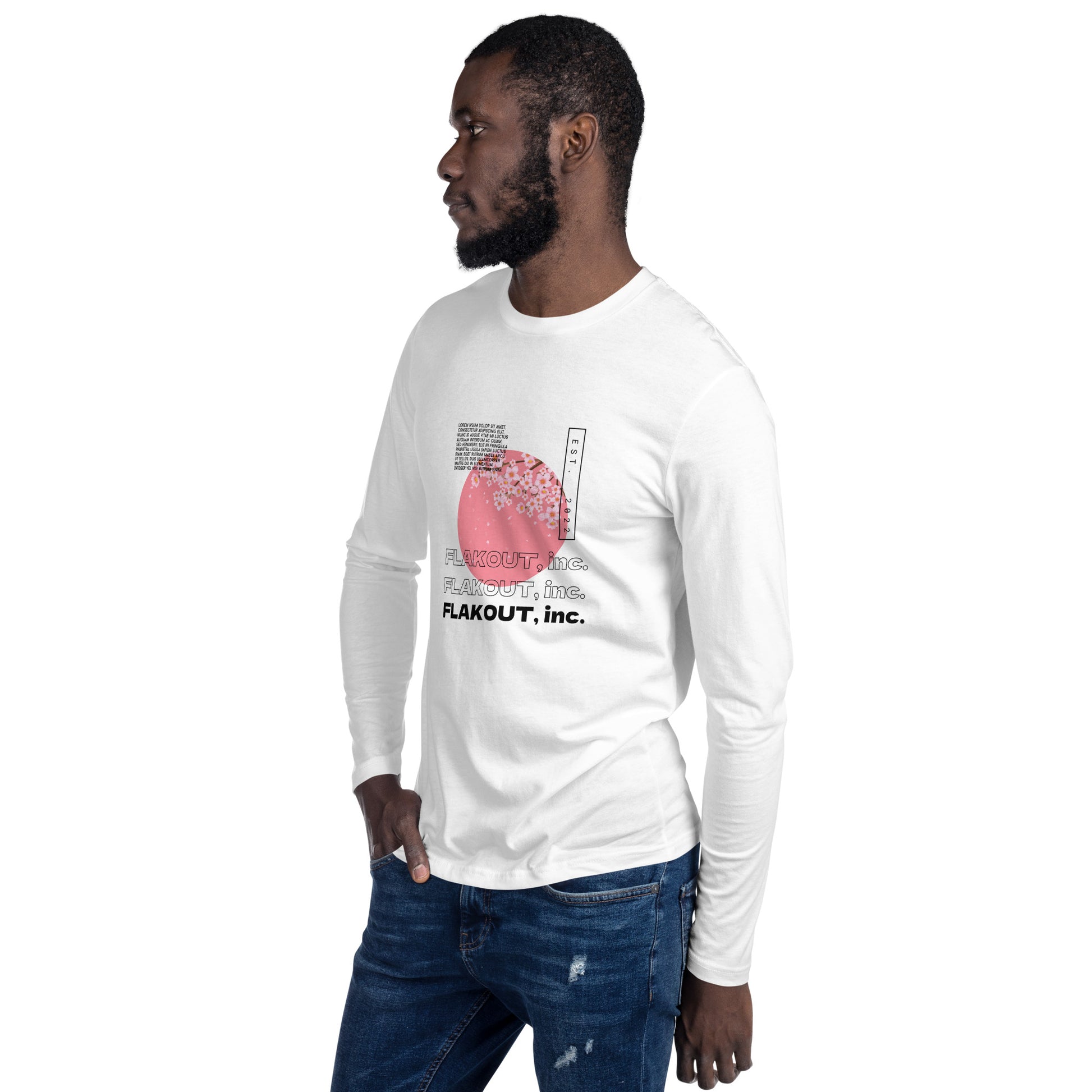 Zen Blossom Long Sleeve Fitted Crew Neck Tee - FLAKOUT