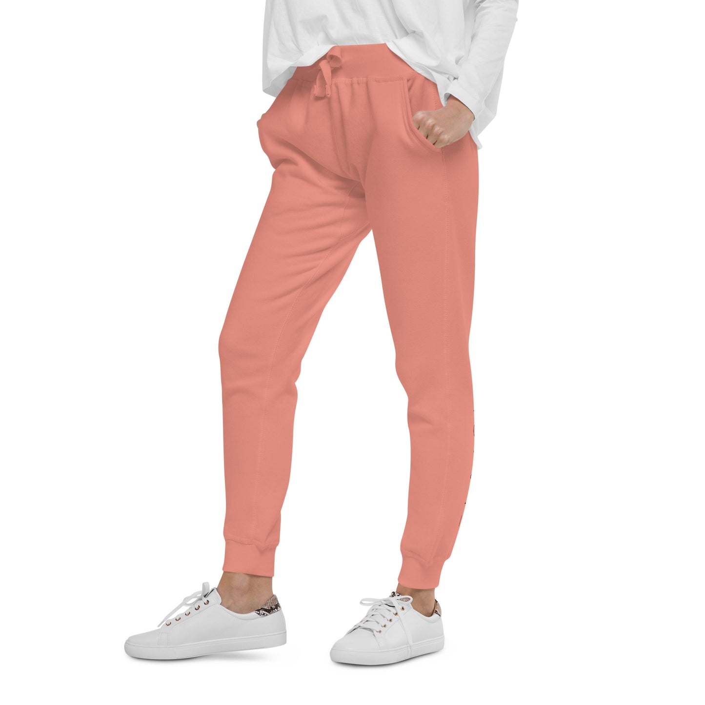 FLAKOUT Logo Back Leg Unisex Fleece Sweatpants - Dusty Rose - FLAKOUT