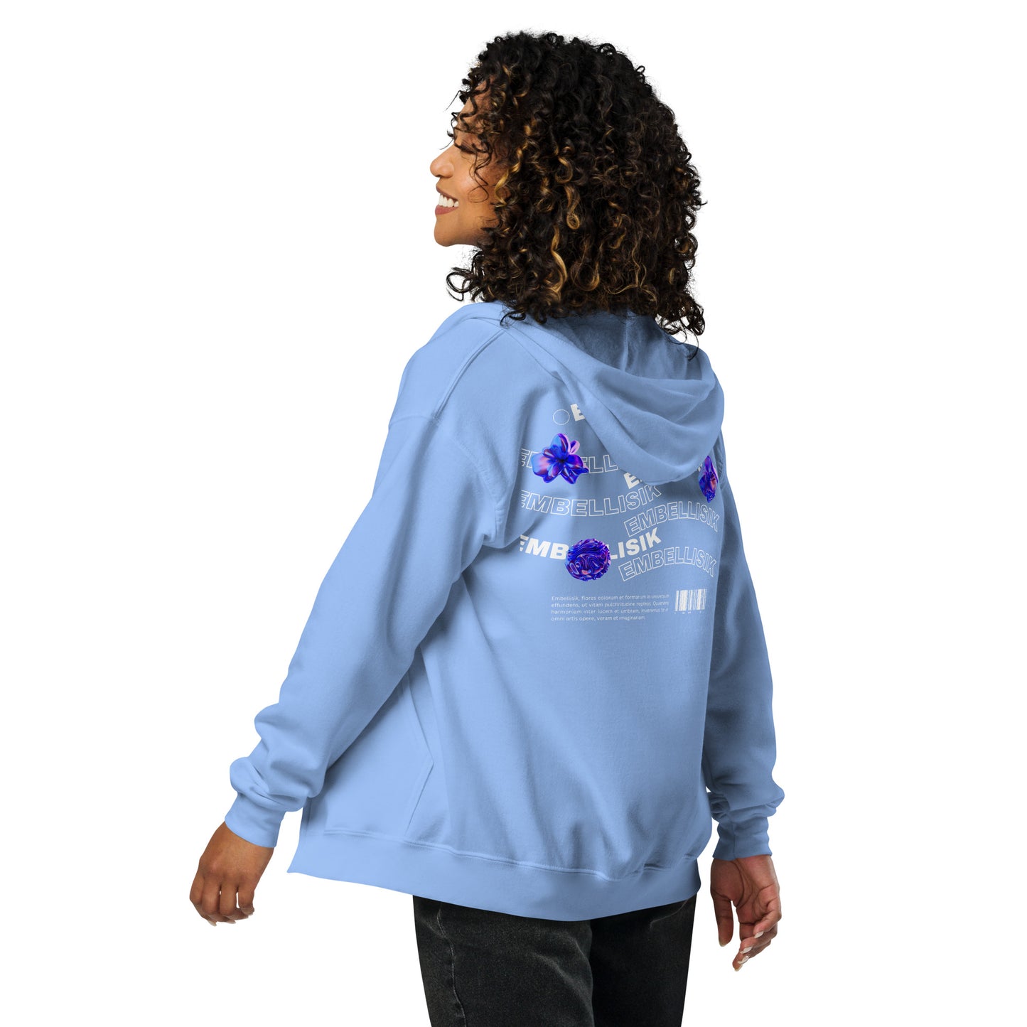 Ornate Embellisik Heavy Harmony Fusion Zip Hoodie - Carolina Blue - FLAKOUT