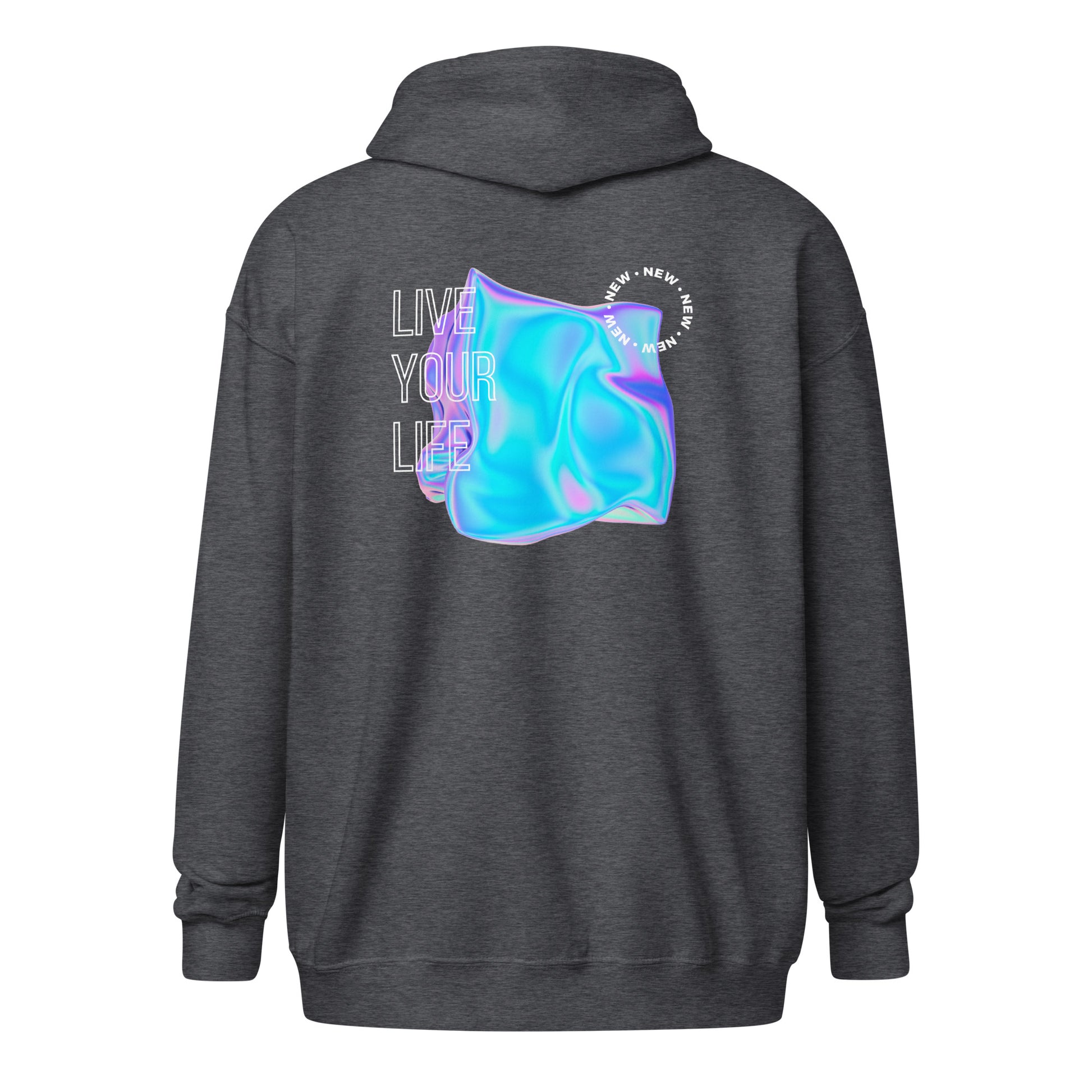 Vivid Existence Live Your Life Heavy Harmony Fusion Zip Hoodie - Dark Heather - FLAKOUT