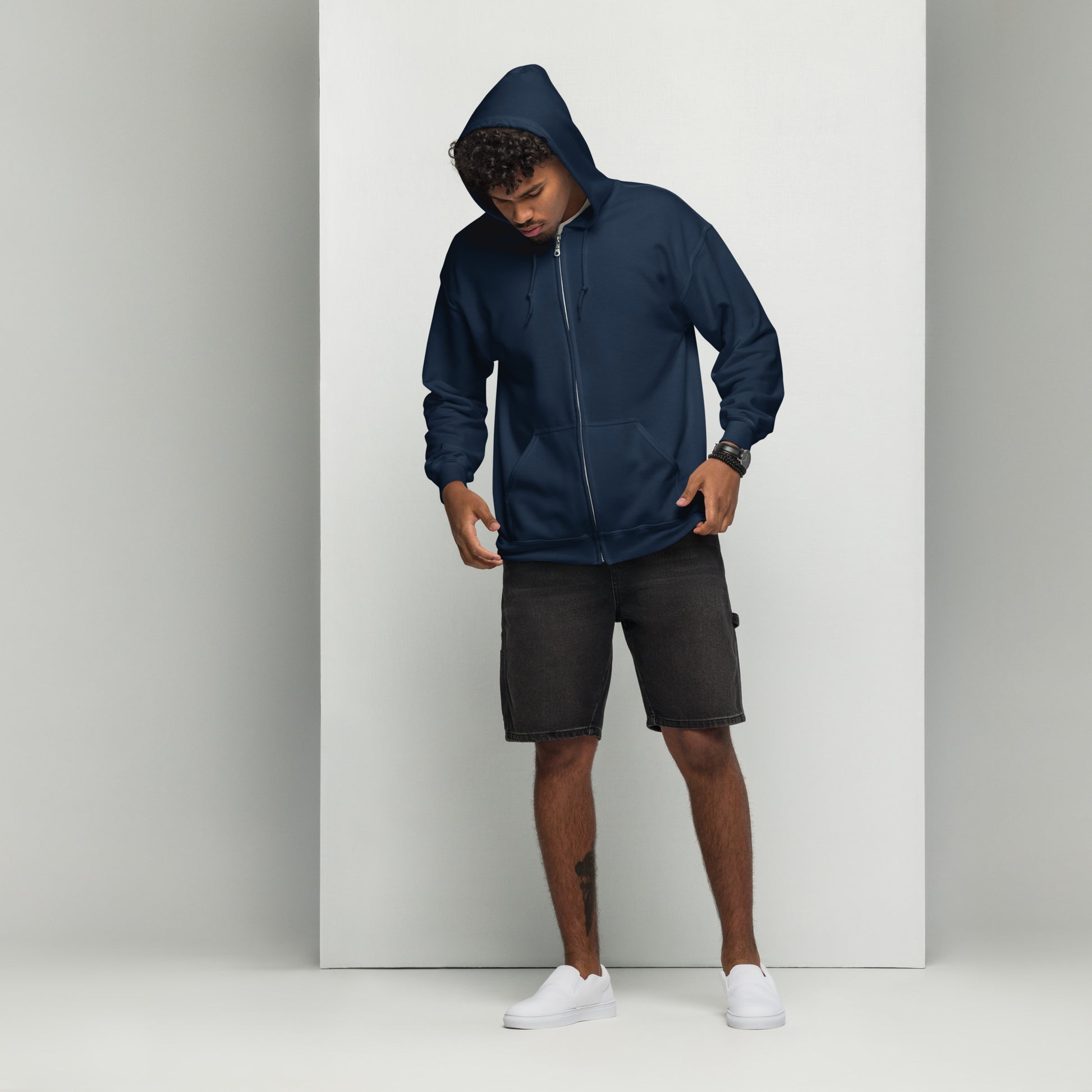 Streetwise Urbanity Heavy Harmony Fusion Zip Hoodie - Navy - FLAKOUT