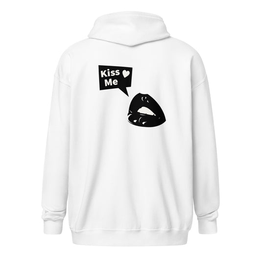 Sweet Talker Kiss Me Heavy Harmony Fusion Zip Hoodie - White - FLAKOUT