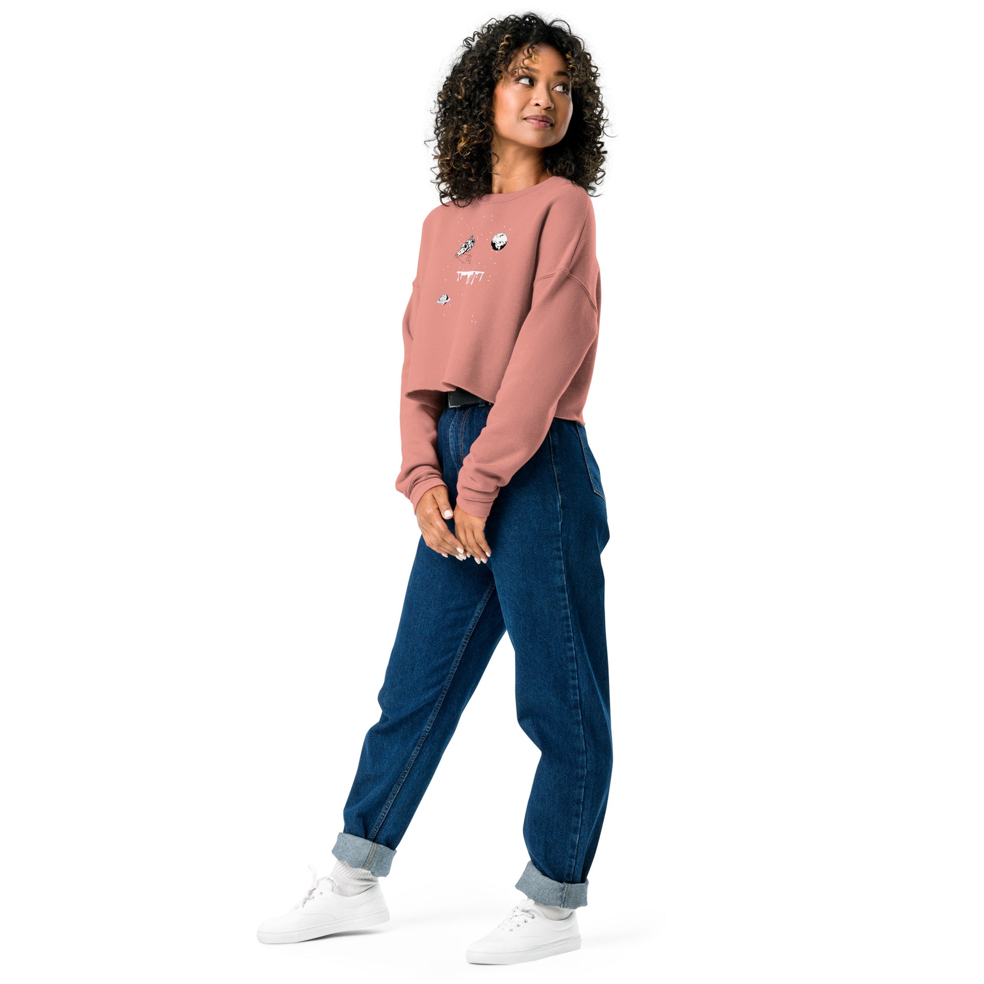 Astronaut Women's Crop Sweatshirt - Mauve - FLAKOUT