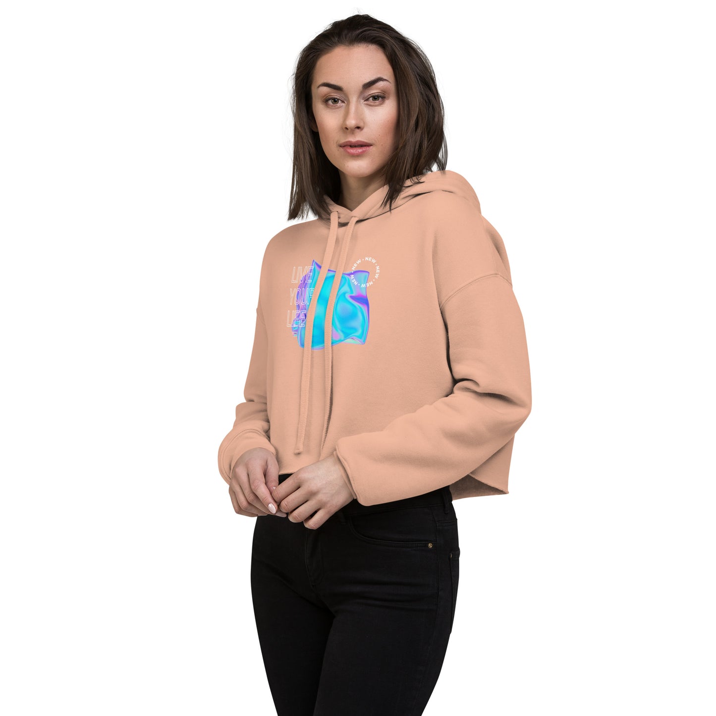 Vivid Existence Live Your Life Women's Crop Hoodie - FLAKOUT